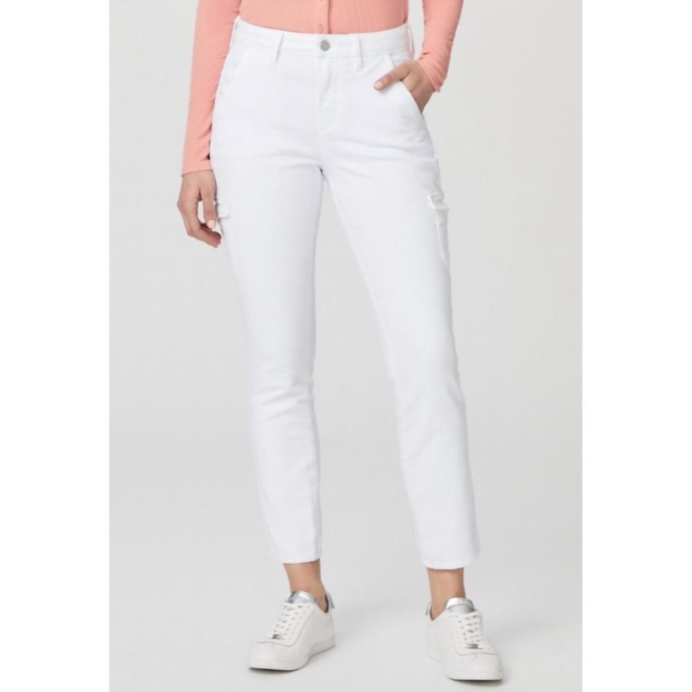 NWOT PAIGE Jolie Slim Cargo Jeans in Crisp White size 16 33